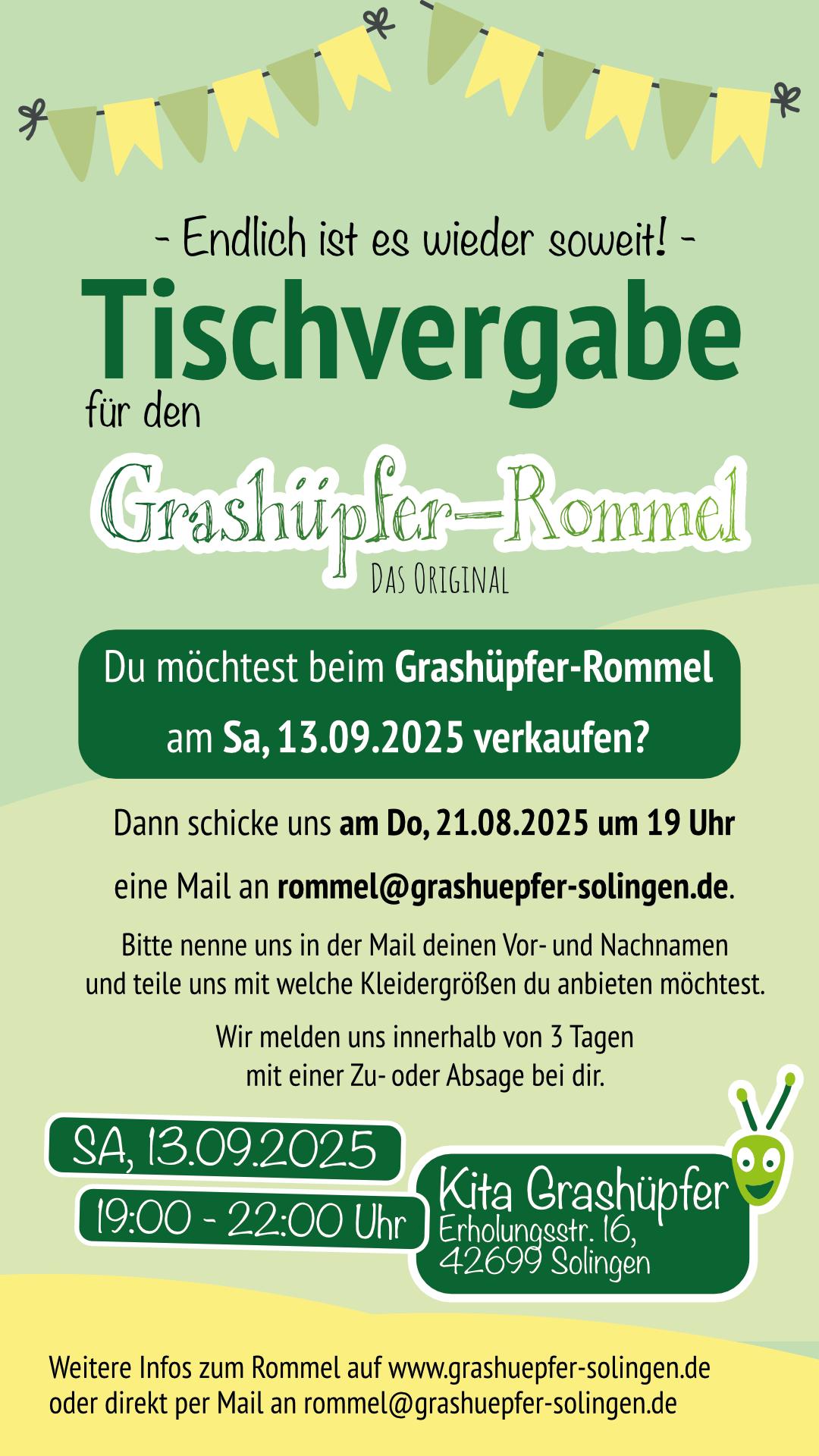 Flyer zur Tischvergabe des Grashuepfer-Rommels 2025-09